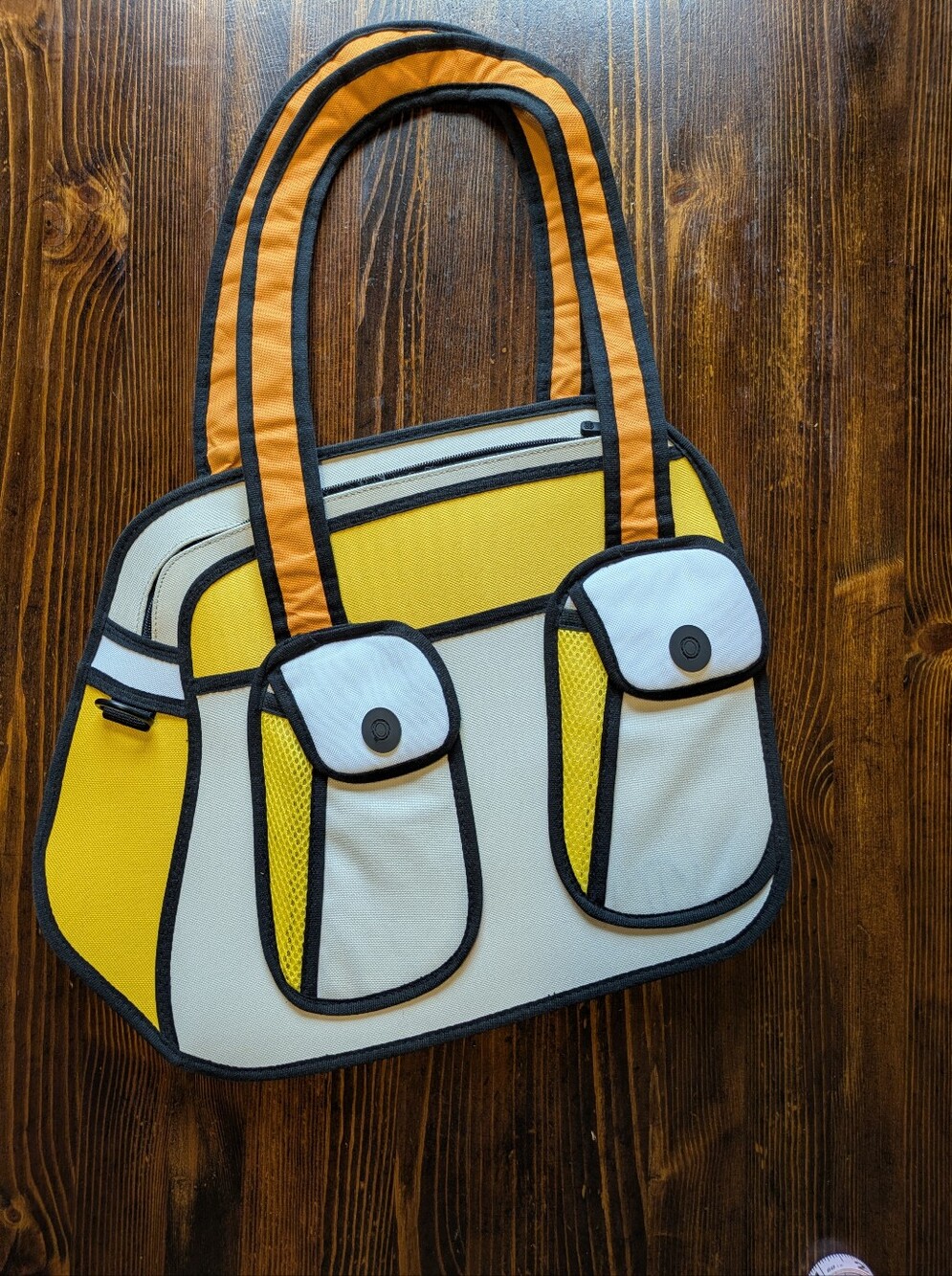 Yellow & White Cartoon-Style Shoulder Bag